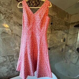 Calvin Klein Pink Fit & Flare Dress Size 4 Textured Sleeveless Lined Party Dress